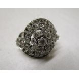 Large diamond cluster ring