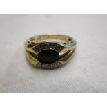 Gold sapphire & diamond set ring