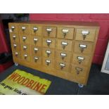 Vintage oak bank of 24 drawers