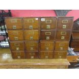 4 vintage banks of 4 oak filing drawers