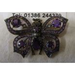 Amethyst & diamond butterfly brooch