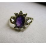 Gold amethyst cluster ring