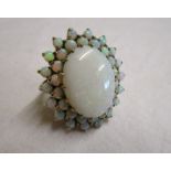 Large gold opal cluster ring