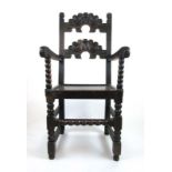 A late 17th century oak backstool probably from South Yorkshire,