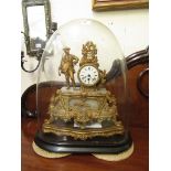 A 19th century French gilt metal and white marble mantle clock,
