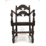 A late 17th century style oak armchair possibly South Yorkshire,