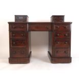 A Victorian mahogany twin pedestal desk,