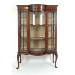 An Edwardian mahogany and boxwood strung display cabinet,