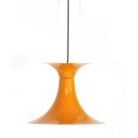 A 1960/70's orange enamelled ceiling light CONDITION REPORT: Some wear and marks,