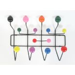 Attributed to Charles and Ray Eames for Vitra, a contemporary 'Hang it All' multitone coat rack,