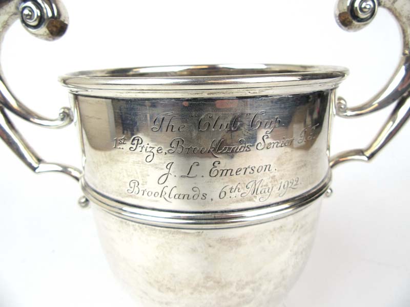 A Victorian silver twin handled trophy, the body engraved 'The "Club" Cup. - Image 2 of 2