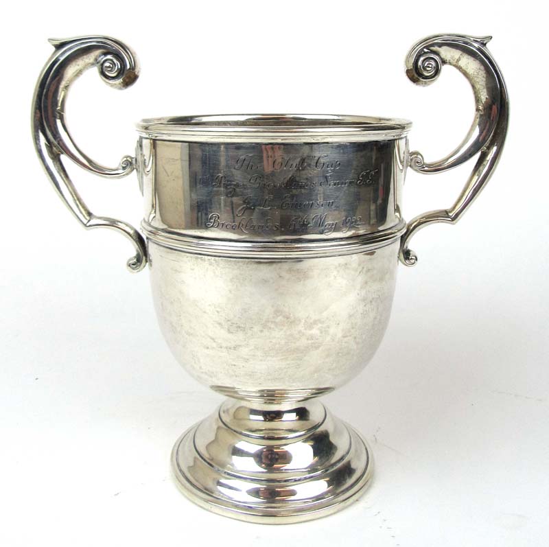 A Victorian silver twin handled trophy, the body engraved 'The "Club" Cup.