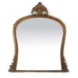 A 19th century French giltwood overmantle mirror,