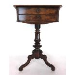 A 19th century burr walnut and banded work table,