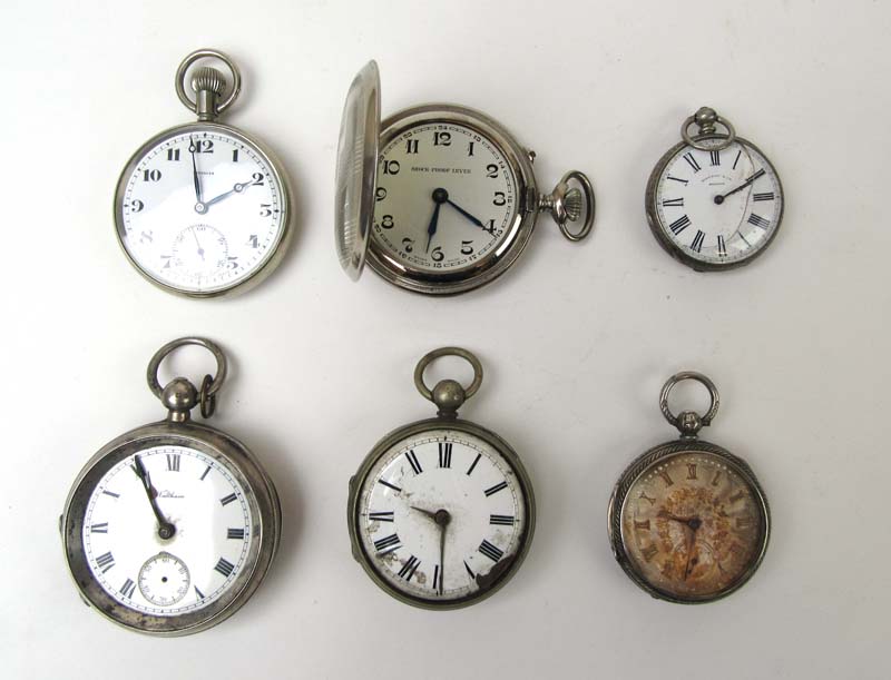 A group of six assorted pocket and fob w