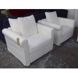 ARMCHAIRS, contemporary, in an ivory finish, 85cm H.