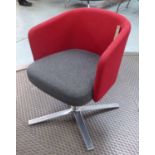 ORANGEBOX HAY ARMCHAIR, red and grey felt finish, 77cm H.