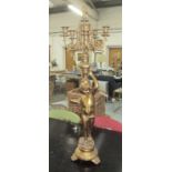 PUTTO CANDELABRUM, Continental style gilt, 116cm H.