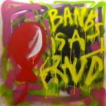 MOUSE 'Banksy is a fraud', spray paint on canvas, 90cm x 90cm, unframed.