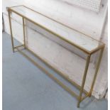 CONSOLE TABLE, French 1950s inspired, gilt finish, 152cm x 26cm x 80cm.