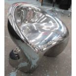 CHAIR, in a chromed metal finish, 72cm W x 52cm H.