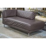 HABITAT SOFA, grained tan hide rectangular with shaped corner cushions, 167cm W.