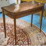 CARD TABLE, George III mahogany D shaped with baize lined foldover top, 91cm x 44cm x 76cm H.