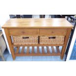 HALL SIDEBOARD, contemporary with baskets, 120cm x 46cm x 85cm.