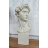 BUST OF DAVID, after Michelangelo, 60cm H.