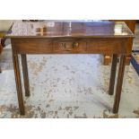 HALL TABLE, George III figured mahogany rectangular with short frieze glove drawer,
