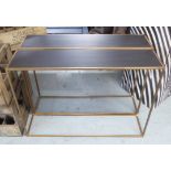 CONSOLE TABLES, a pair, 1950s French inspired, gilt finish, 25cm D x 71cm H 100cm W each.