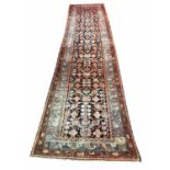 ANTIQUE MALAYER RUNNER, 405cm x 103cm,