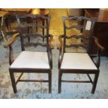 DINING CHAIRS, a set of six, Chippendale style mahogany framed,