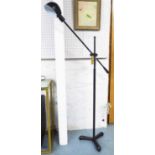PERRY FLOOR LAMP, by Lauren industrial style, black charcoal finish, adjustable height to 135cm.