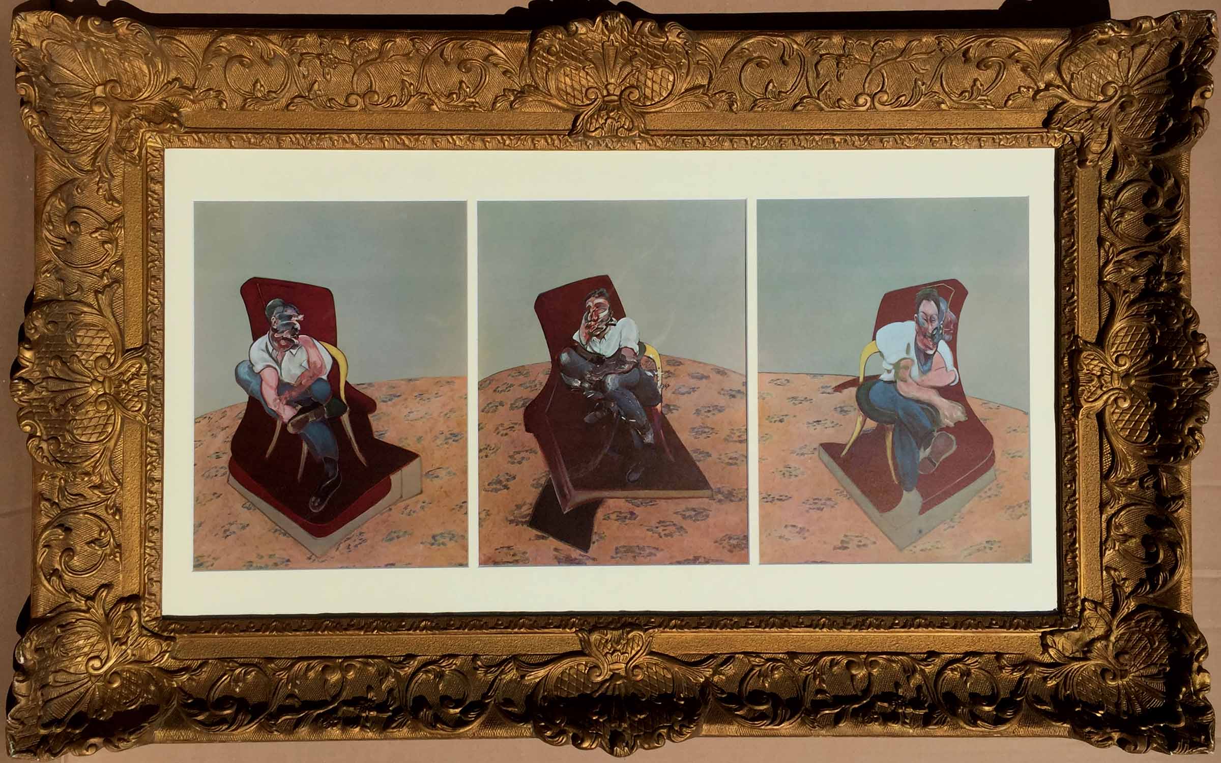 FRANCIS BACON 'Triptych Portrait of George Dyer', 1964, lithograph, 35cm x 80cm, framed and glazed.