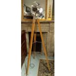 'STRAND' STUDIO LAMP, mid 20th century polished aluminium, converted on oak,