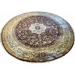 SIGNED TABRIZ DESIGN CIRCULAR RUG, 237cm x 237cm,