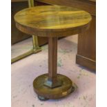 PEDESTAL TABLE, early Victorian rosewood with circular top, 69cm H x 60cm D.