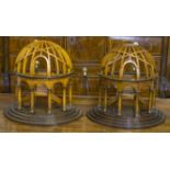 ARCHITECTURAL MODELS, a pair, domed vaults with internal stairs on elliptical bases,