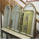 MIRRORS, a set of three, Gothic style, metal framed, 56cm W x 122cm H.