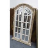 MIRRORS, a pair, French provincial window style, 122cm x 72cm.