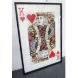 THE KING OF HEARTS, contemporary school decoupage, framed and glazed, 145cm x 60cm.