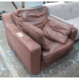 HEALS ARMCHAIR, down filled in tanned leather, 77cm W.