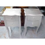 SIDE CHESTS, a pair, French style silvered finish with diamante handles, 72cm H.