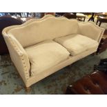 SOFA, oak framed, studded, white damask cotton upholstered,