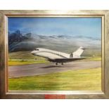 JIM CHANNELL 'Private jet', 2009, acrylic on canvas, signed and dated lower right, 45cm x 60cm,