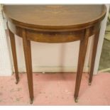 CARD TABLE, early 20th century Georgian revival mahogany and satinwood foliate marquetry,