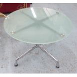 VITRA EAMES LOW TABLE, frosted round glass top on metal base, 70cm diam x 40cm H.