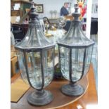 GLASS HOUSE NIGHT LANTERNS, a pair, Georgian style, 75cm H.