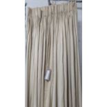CURTAINS, a pair, in striped fabric, lined, each 182cm gathered x 225cm drop,
